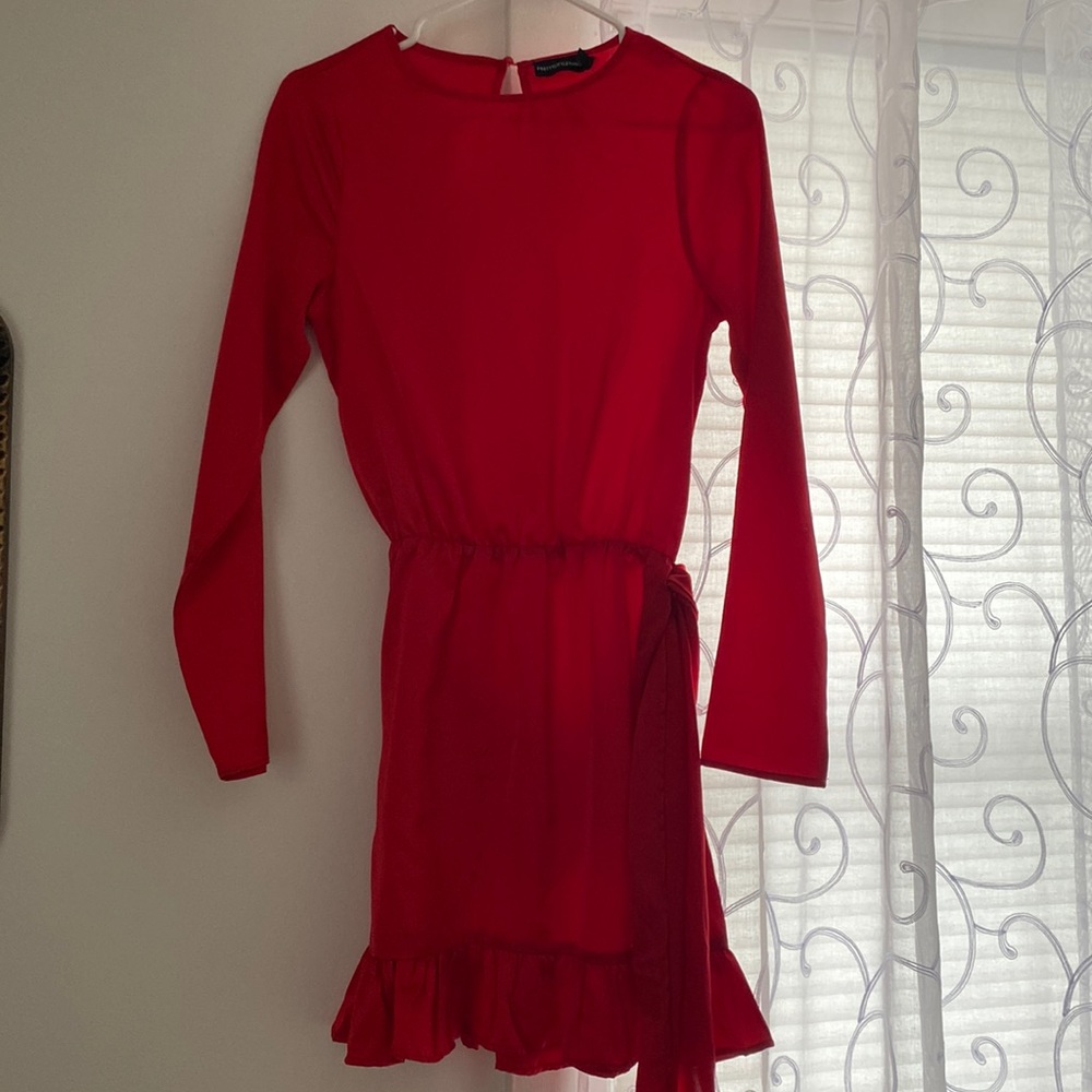 Pretty Little Thing long sleeve red dress